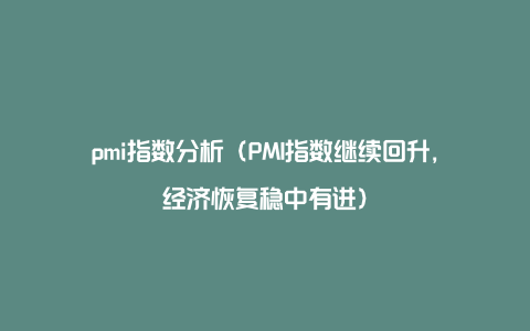 pmi指数分析（PMI指数继续回升，经济恢复稳中有进）