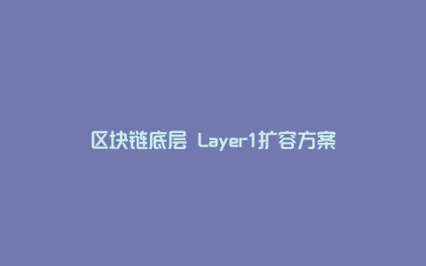 区块链底层 Layer1扩容方案