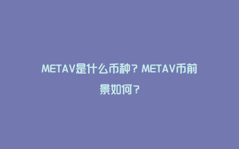 METAV是什么币种？METAV币前景如何？