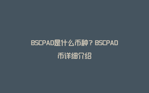 BSCPAD是什么币种？BSCPAD币详细介绍