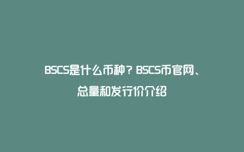 BSCS是什么币种？BSCS币官网、总量和发行价介绍
