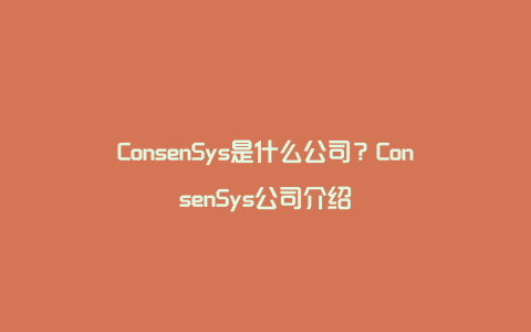 ConsenSys是什么公司？ConsenSys公司介绍