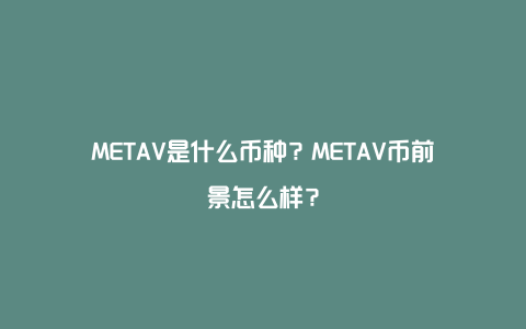 METAV是什么币种？METAV币前景怎么样？