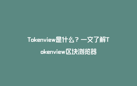 Tokenview是什么？一文了解Tokenview区块浏览器