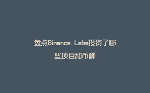 盘点Binance Labs投资了哪些项目和币种