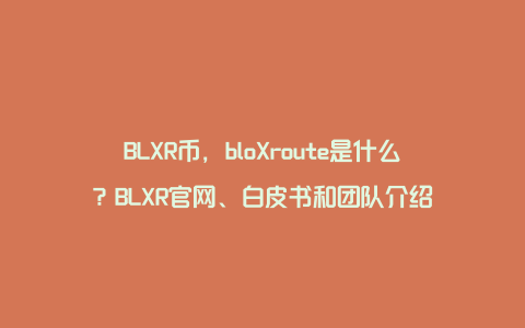 BLXR币，bloXroute是什么？BLXR官网、白皮书和团队介绍