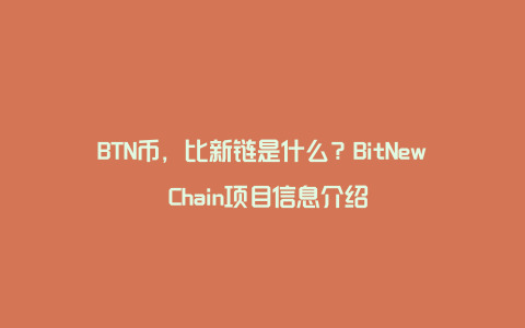 BTN币，比新链是什么？BitNew Chain项目信息介绍