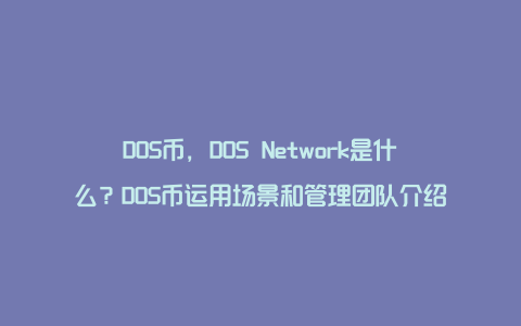 DOS币，DOS Network是什么？DOS币运用场景和管理团队介绍