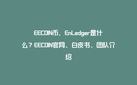 EECOIN币，EnLedger是什么？EECOIN官网、白皮书、团队介绍