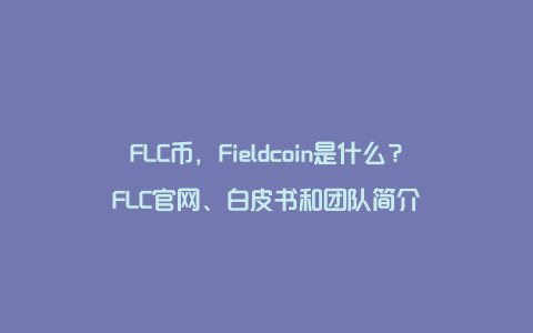 FLC币，Fieldcoin是什么？FLC官网、白皮书和团队简介