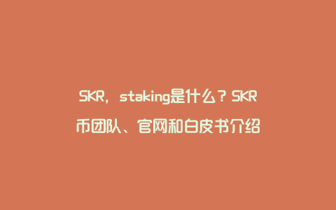 SKR，staking是什么？SKR币团队、官网和白皮书介绍