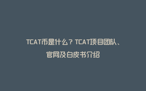 TCAT币是什么？TCAT项目团队、官网及白皮书介绍