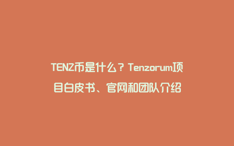 TENZ币是什么？Tenzorum项目白皮书、官网和团队介绍