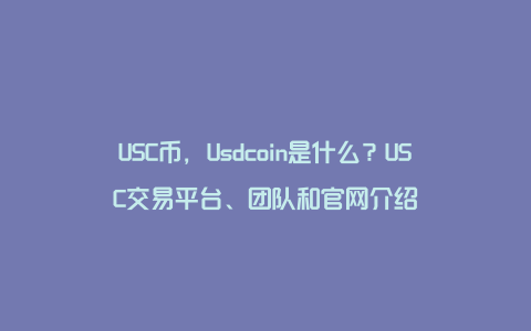 USC币，Usdcoin是什么？USC交易平台、团队和官网介绍