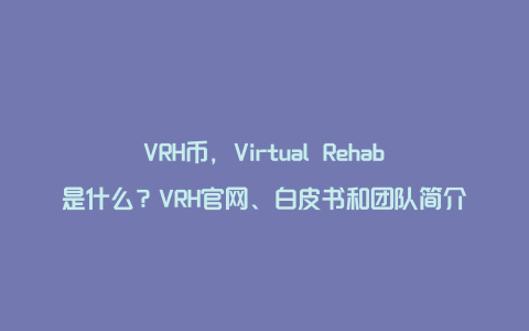 VRH币，Virtual Rehab是什么？VRH官网、白皮书和团队简介