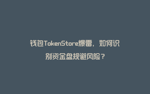 钱包TokenStore爆雷，如何识别资金盘规避风险？