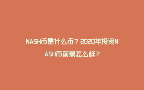 NASH币是什么币？2020年投资NASH币前景怎么样？