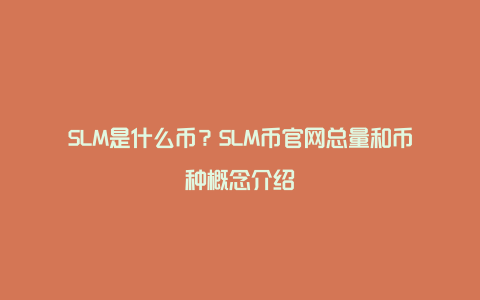 SLM是什么币？SLM币官网总量和币种概念介绍