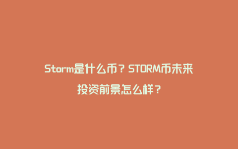 Storm是什么币？STORM币未来投资前景怎么样？
