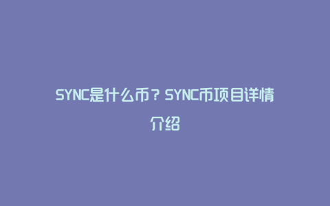SYNC是什么币？SYNC币项目详情介绍