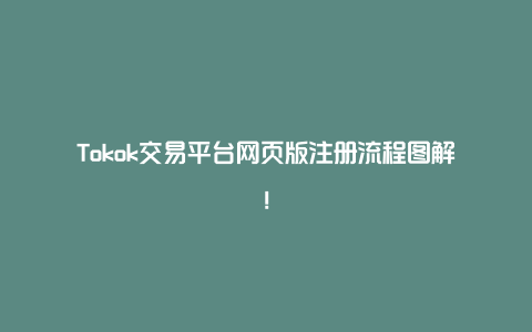 Tokok交易平台网页版注册流程图解！