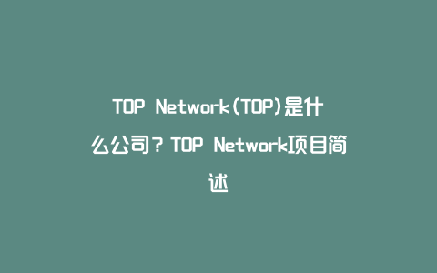 TOP Network(TOP)是什么公司？TOP Network项目简述