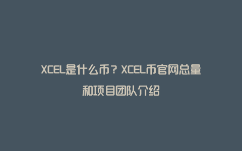 XCEL是什么币？XCEL币官网总量和项目团队介绍