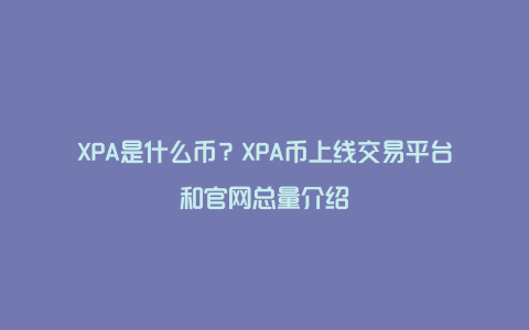 XPA是什么币？XPA币上线交易平台和官网总量介绍