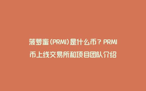 菠萝蜜(PRMI)是什么币？PRMI币上线交易所和项目团队介绍