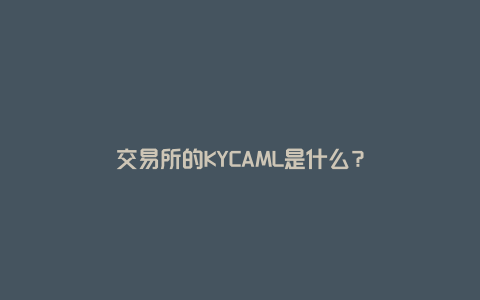 交易所的KYCAML是什么？