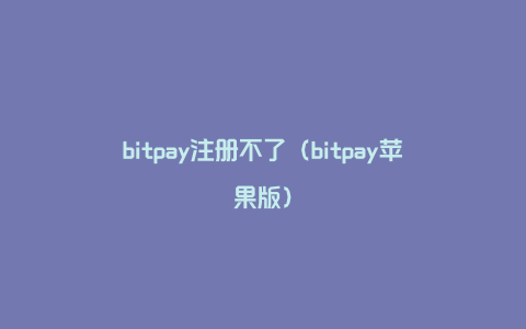 bitpay注册不了（bitpay苹果版）