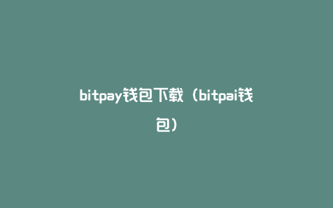 bitpay钱包下载（bitpai钱包）