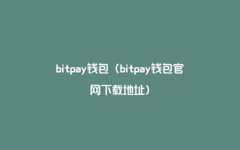 bitpay钱包（bitpay钱包官网下载地址）