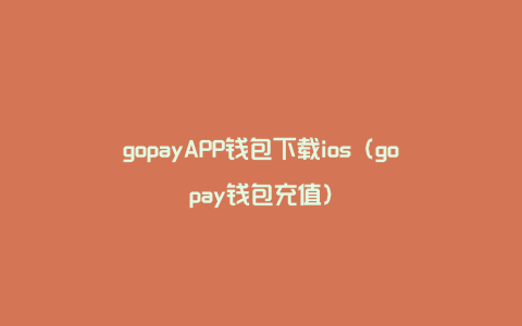 gopayAPP钱包下载ios（gopay钱包充值）