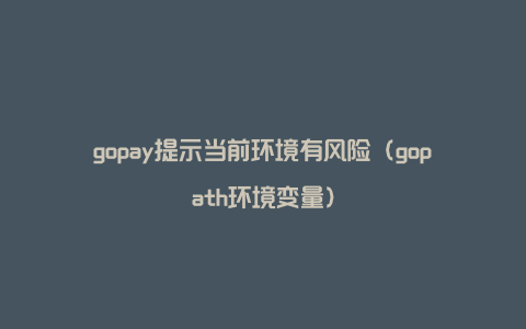 gopay提示当前环境有风险（gopath环境变量）