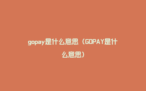 gopay是什么意思（GOPAY是什么意思）