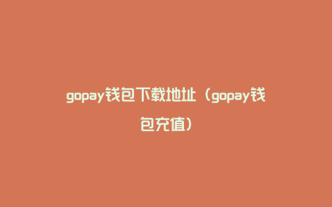 gopay钱包下载地址（gopay钱包充值）