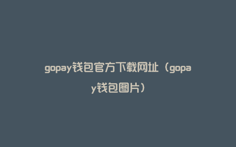 gopay钱包官方下载网址（gopay钱包图片）