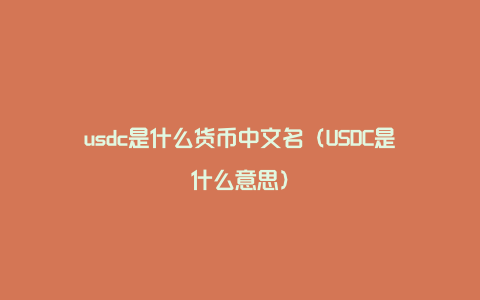 usdc是什么货币中文名（USDC是什么意思）
