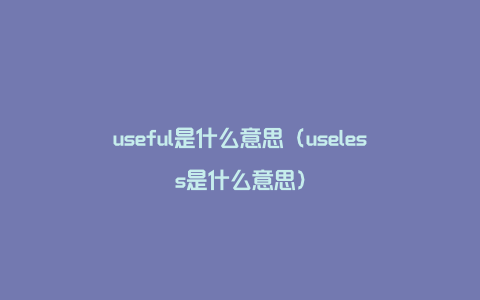 useful是什么意思（useless是什么意思）