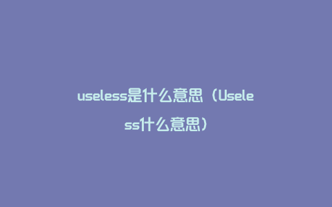 useless是什么意思（Useless什么意思）