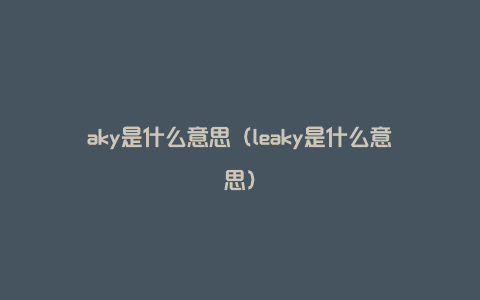 aky是什么意思（leaky是什么意思）