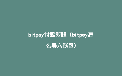 bitpay付款教程（bitpay怎么导入钱包）