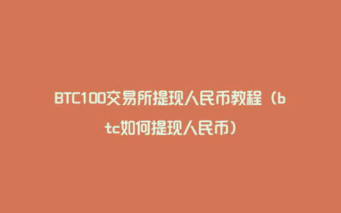 BTC100交易所提现人民币教程（btc如何提现人民币）