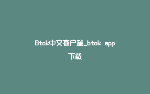 Btok中文客户端_btok app下载