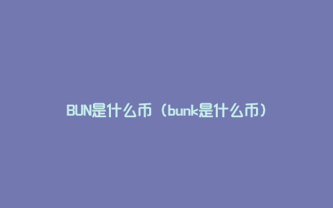 BUN是什么币（bunk是什么币）