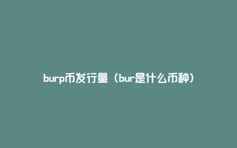 burp币发行量（bur是什么币种）