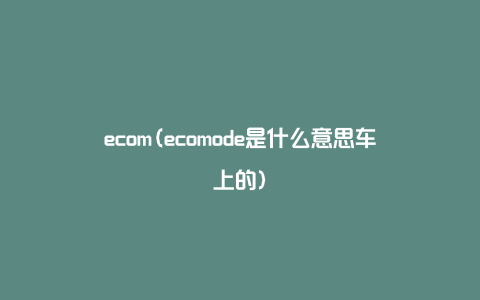 ecom(ecomode是什么意思车上的)