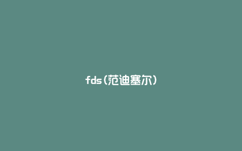 fds(范迪塞尔)