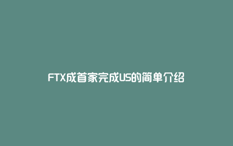 FTX成首家完成US的简单介绍